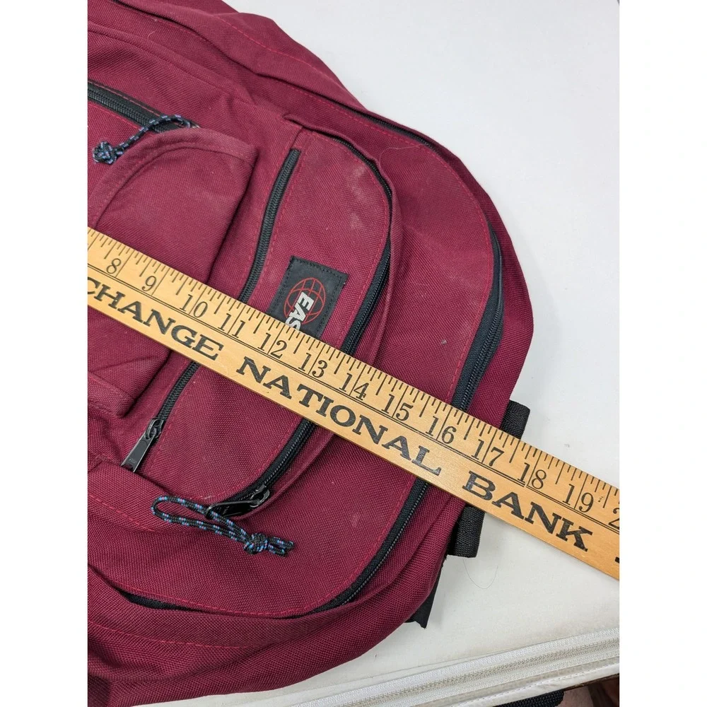 Vintage Eastpak Backpack Burgundy Canvas Brown Suede Bottom Made in USA
